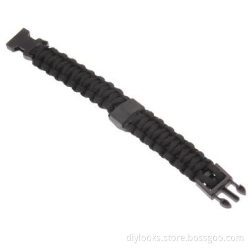 Multifunctional Nylon Braided Survival Bracelets with Compass (Black)